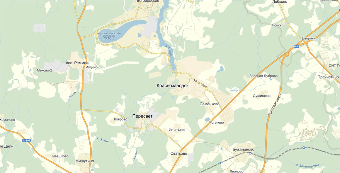 Карта города Краснозаводск